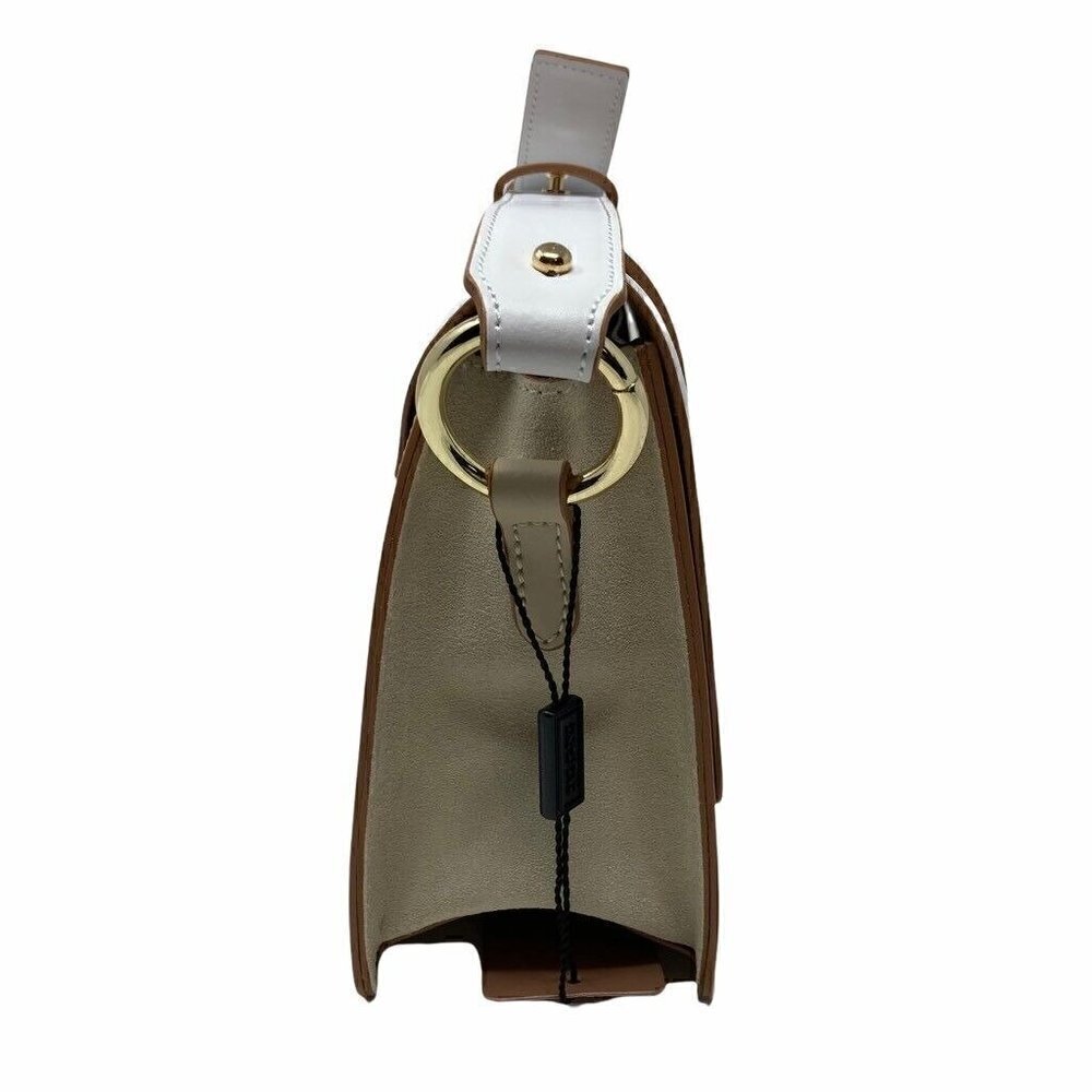Carlo Pazolini Womens Shoulder Bag Beige Color Block Leather Magnetic Snap NEW - Picture 3 of 9